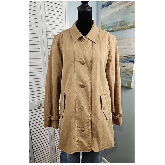 Coldwater Creek Coat – Tan Safari Field Jacket Trench Style Size 12 Large - Picture 2 of 10